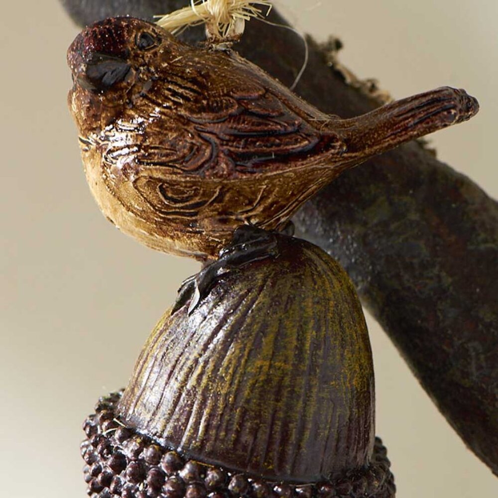 2.5"  Bird On Acorn Ornament